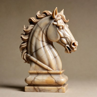 Elegant marble horse sculpture on display
