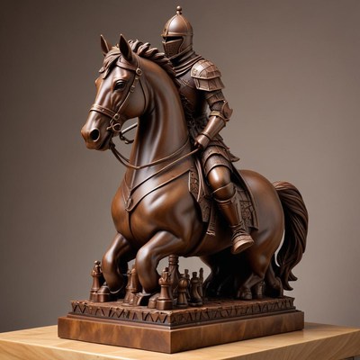Knight on horse sculpture display