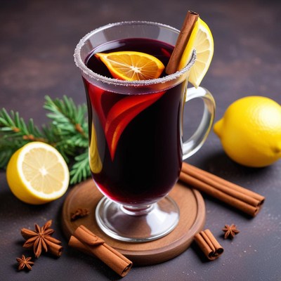 Warm spiced beverage with citrus garnish
