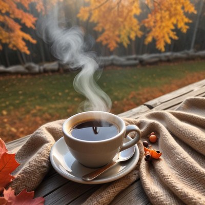 Warm coffee on a cozy autumn morning