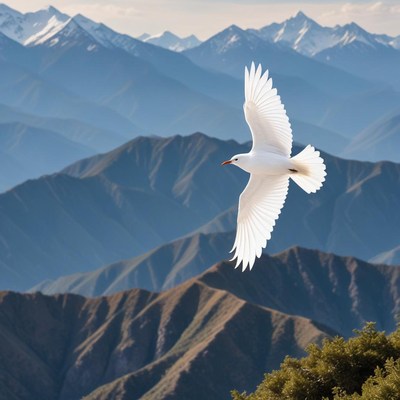 Majestic bird soaring over mountains