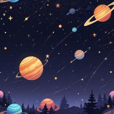 Colorful cosmic landscape at night