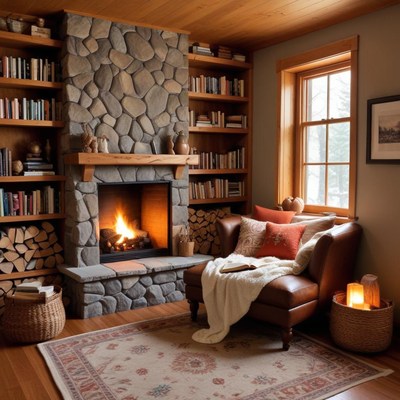 Cozy living room with fireplace