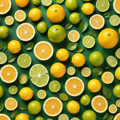 Colorful citrus fruits layout