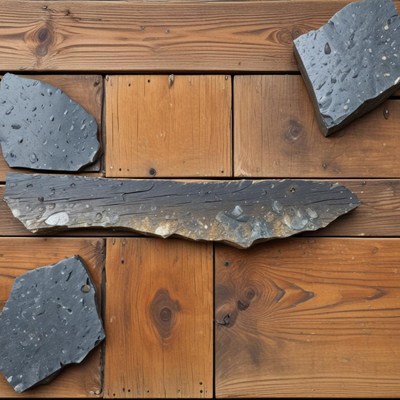 Natural stones on wooden surface