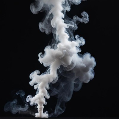 White smoke swirling in dark background