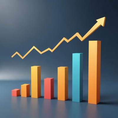 Rising bar graph strengthening business growth