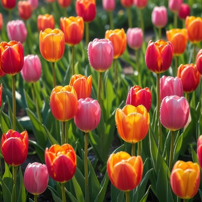 Colorful tulip garden in spring
