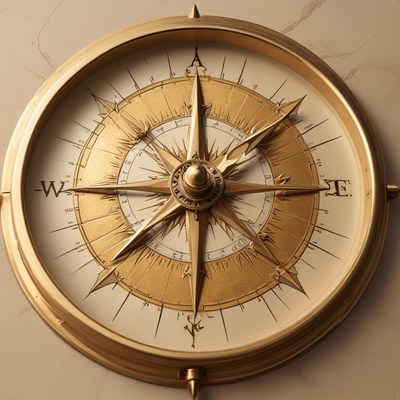 Detailed compass on marble background