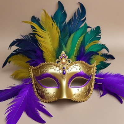 Colorful masquerade mask with feathers