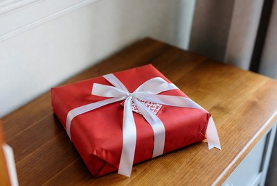 Red gift wrapped for celebration