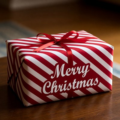 Colorful christmas gift on table