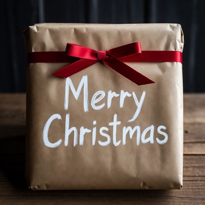 Festive christmas gift wrapped beautifully