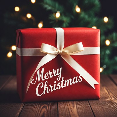 Festive red gift wrap for holidays