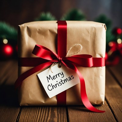Christmas gift wrapped with care