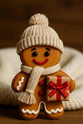 Gingerbread cookie with gift