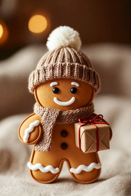 Gingerbread cookie with festive scarf