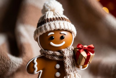 Gingerbread figure with gift