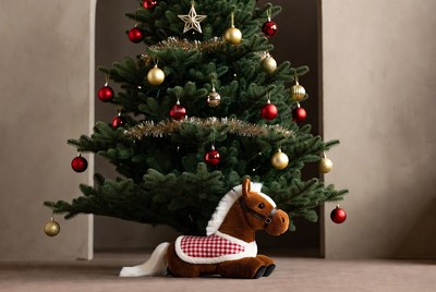 Cozy christmas decor with plush horse