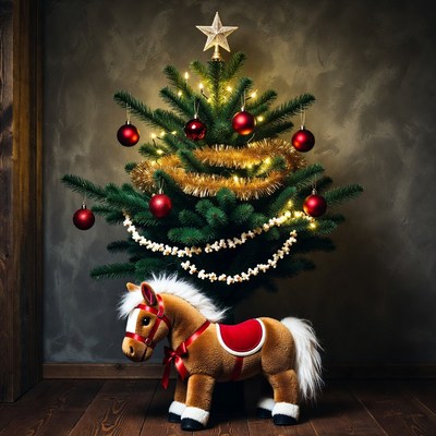Festive tree with toy horse