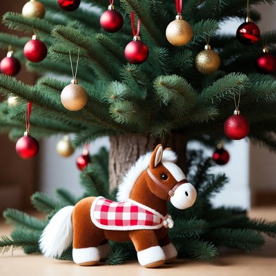 Festive decoration with plush horse