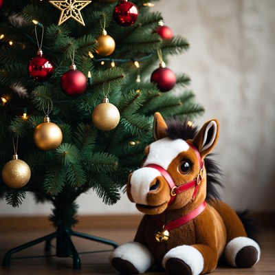 Christmas decor with plush horse