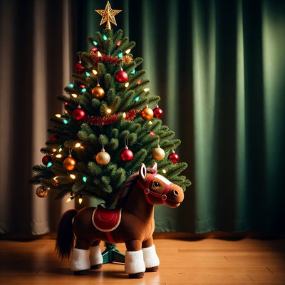 Festive tree with toy horse