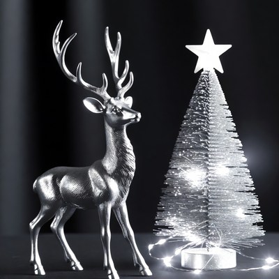 Festive decor with silver reindeer