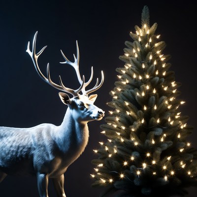 Christmas deer and festive tree display