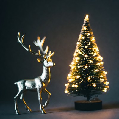 Christmas decorations with silver reindeer