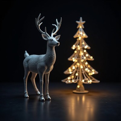 Decorative deer and tree display