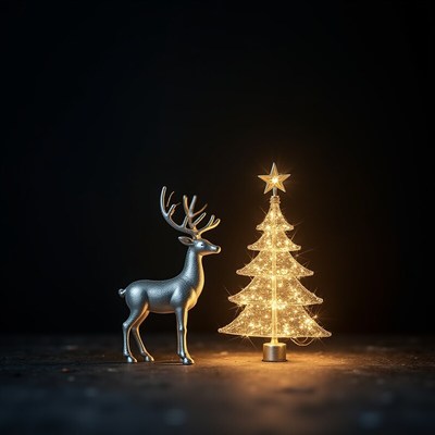 Sparkling holiday decorations with deer