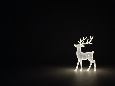 Glowing reindeer decoration in dark