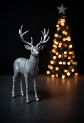 Sparkling reindeer with christmas tree