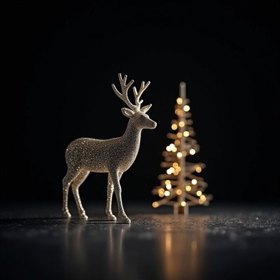 Festive deer and tree decoration