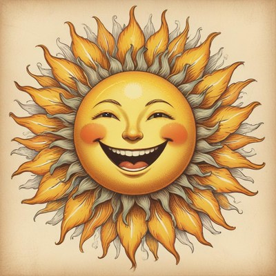 Smiling sun with vibrant rays