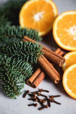 Festive spices and fruits arrangement