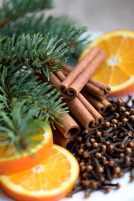 Festive spices and citrus arrangement