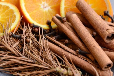 Cinnamon and orange spice display