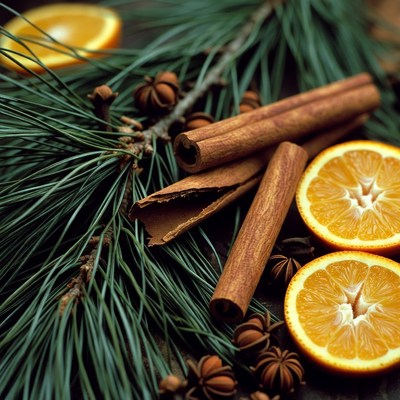 Natural spices and citrus arrangement