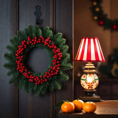 Festive christmas wreath and decor