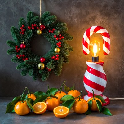 Holiday decorations with tangerines