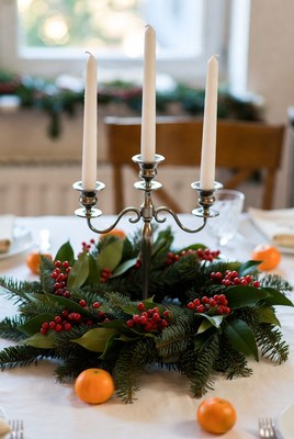 Festive table setting with candles