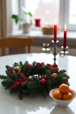Festive christmas table decoration