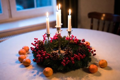 Festive candle centerpiece for winter