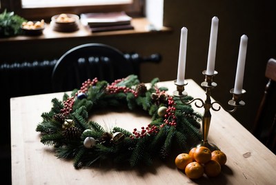 Festive table setting for winter