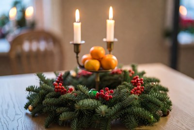 Festive table setting with candles