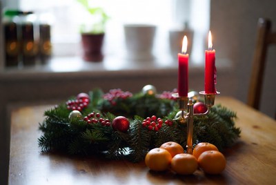Festive candlelight and decorations