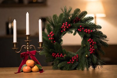 Wreath and candles for holiday decor