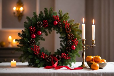 Festive table setting for holidays